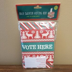 Ugly Sweater Party Voting Box with 50 Ballots Holiday Christmas Office Party New